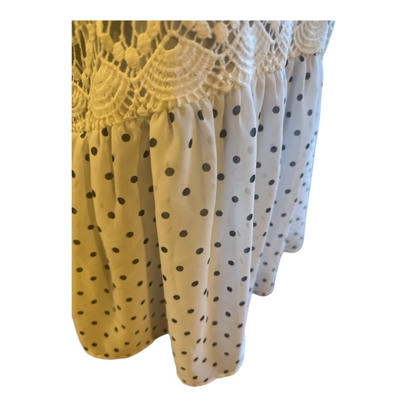 Abercrombie & Fitch Blue & White Polka Dot Lace Boho Crochet Tank Top — Size M - Picture 5 of 8